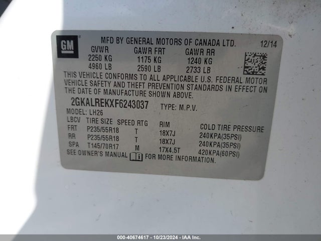 2GKALREKXF6243037 GMC Terrain Sle-2