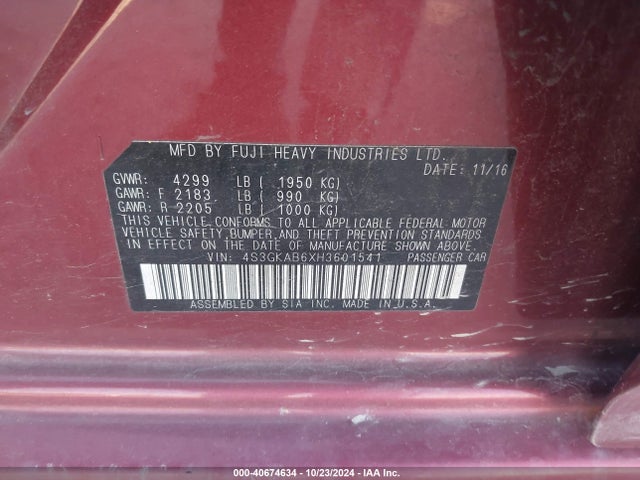 4S3GKAB6XH3601541 Subaru Impreza 2.0i Premium