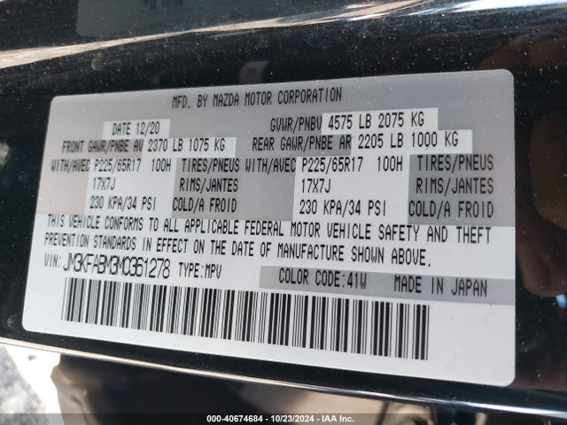 Mazda CX-5 SPORT 2021 JM3KFABM3M0361278 Image 9