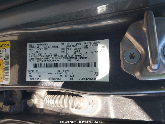 Ford Ranger Xlt 2019 1FTER4EH8KLA99900 Image 9