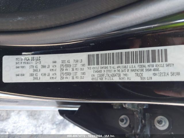 1C6SRFJTXLN264738 RAM 1500 Laramie  4x4 5'7 Box