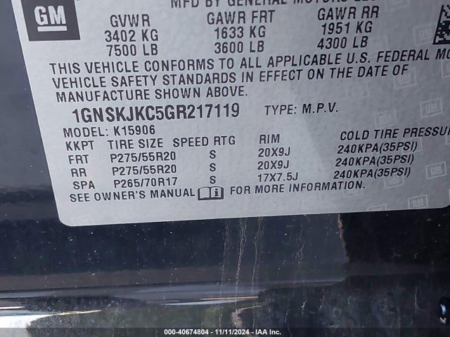 Chevrolet Suburban Ltz 2016 1GNSKJKC5GR217119 Image 9