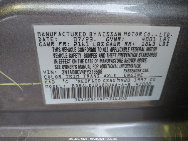 Nissan Sentra Sv Xtronic Cvt 2023 3N1AB8CV4PY316508 Image 9