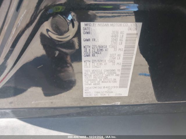 5N1AT2MT3GC840399 Nissan Rogue Sl