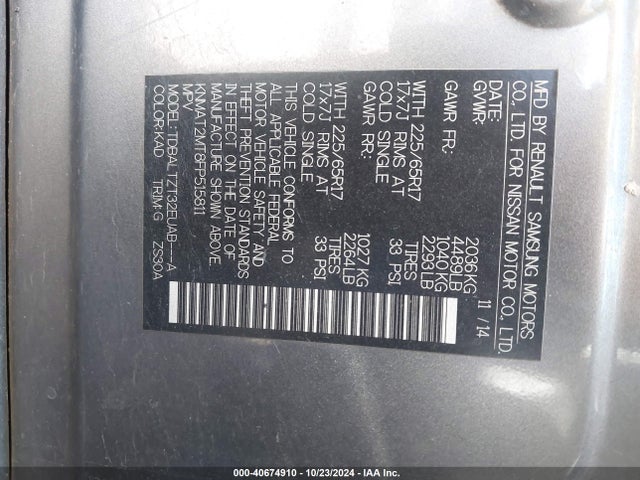 Nissan ROGUE SV 2015 KNMAT2MT8FP515811 Image 9