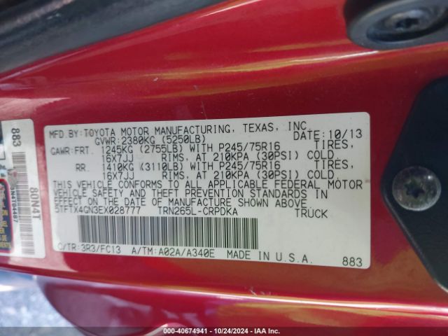 5TFTX4GN3EX028777 Toyota Tacoma Prerunner