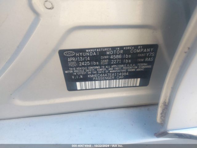 KMHEC4A47EA114984 Hyundai SONATA HYBRID