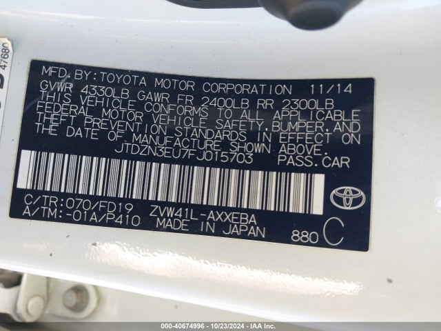 Toyota Prius V Two 2015 JTDZN3EU7FJ015703 Image 9