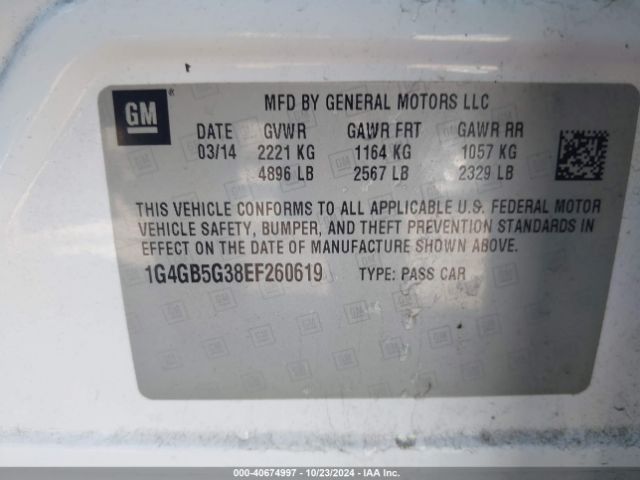 1G4GB5G38EF260619 Buick Lacrosse Leather Group
