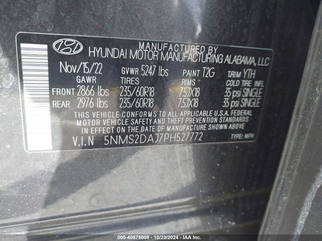 Hyundai Santa Fe Sel 2023 5NMS2DAJ7PH527772 Image 9