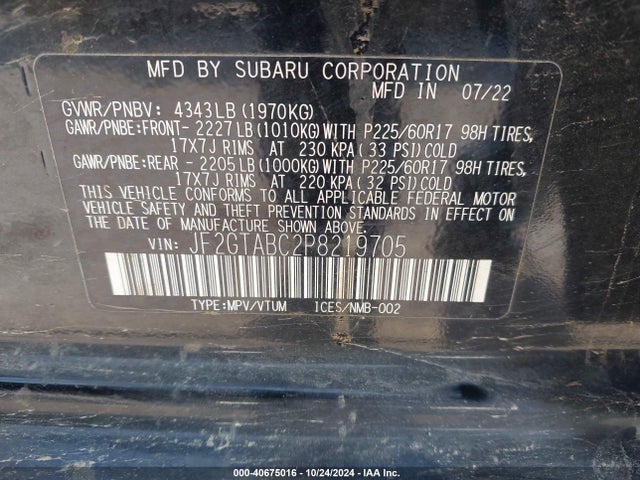 Subaru Crosstrek 2023 JF2GTABC2P8219705 Image 9