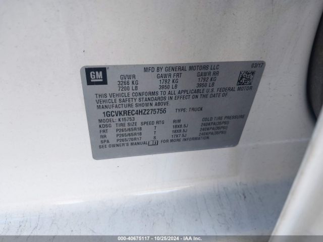 1GCVKREC4HZ275756 Chevrolet Silverado 1500 2lt