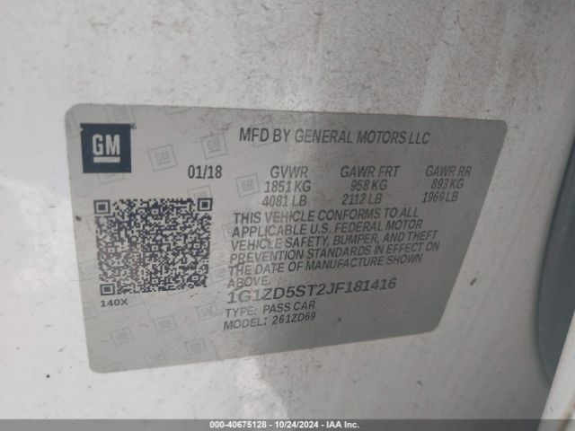 1G1ZD5ST2JF181416 Chevrolet MALIBU LT