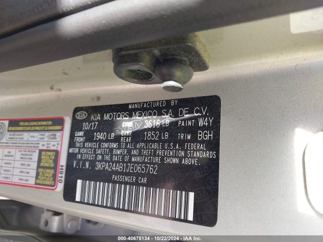 KIA RIO S 2018 3KPA24AB1JE065762 Image 9