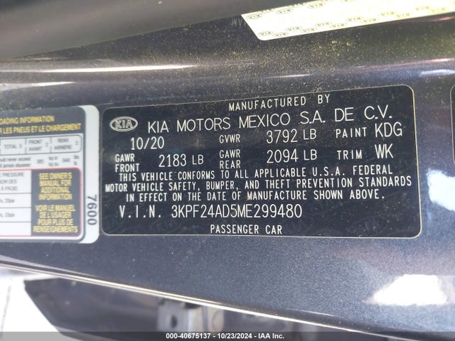 KIA FORTE FE 2021 3KPF24AD5ME299480 Image 9