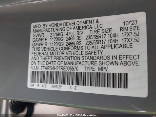 7FARS4H27RE005570 Honda Cr-v Lx Awd