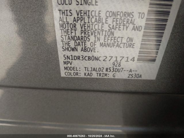 5N1DR3CB0NC271714 Nissan Pathfinder Sl 2wd