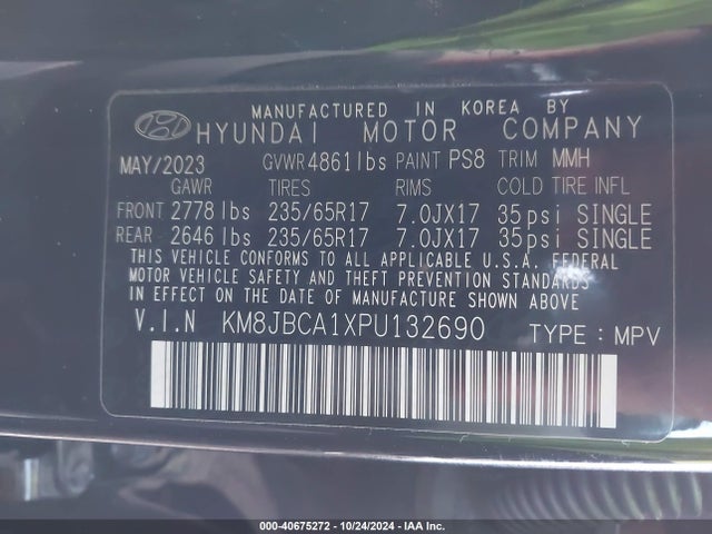 KM8JBCA1XPU132690 Hyundai Tucson Hybrid Blue