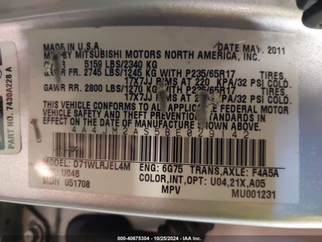 2011 MITSUBISHI ENDEAVOR 4A4JM2AS5BE029142 Photo 8
