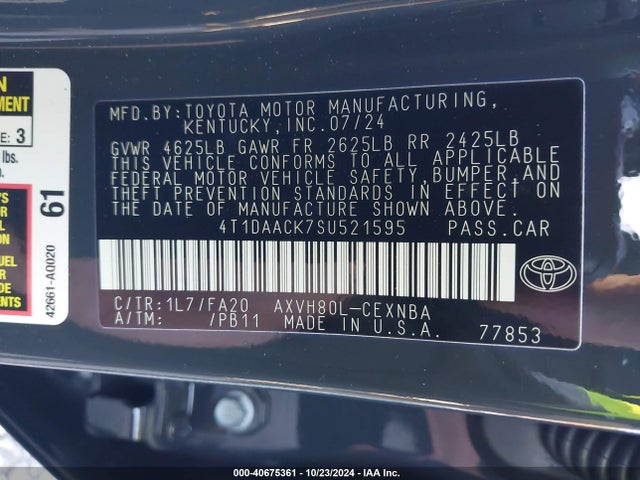 Toyota CAMRY LE 2025 4T1DAACK7SU521595 Image 9