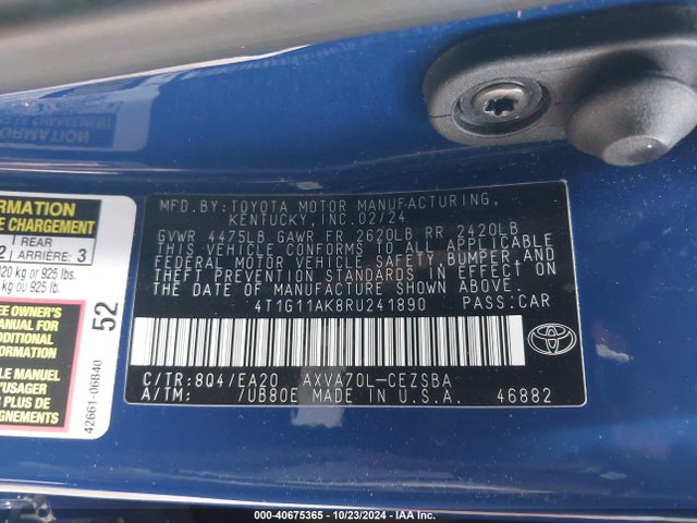 Toyota CAMRY SE 2024 4T1G11AK8RU241890 Image 9