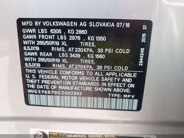 WVGEP9BP9GD002893 Volkswagen Touareg Tdi Lux