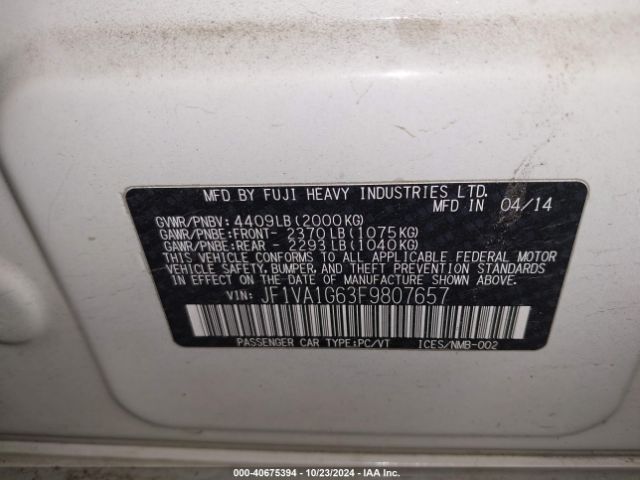 JF1VA1G63F9807657 Subaru Wrx Limited
