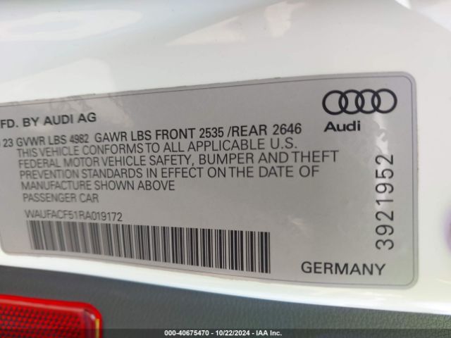 WAUFACF51RA019172 Audi A5 Sportback Premium Plus 45 Tfsi Quattro S Tronic