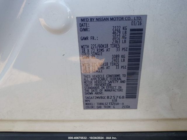 5N1AT2MV8GC825768 Nissan Rogue Sl