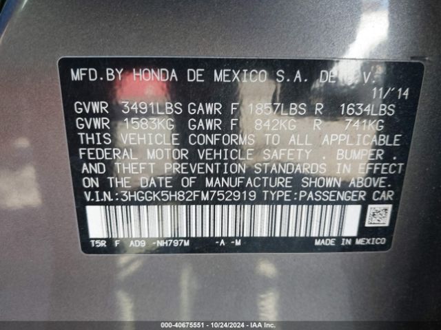 3HGGK5H82FM752919 Honda Fit Ex/ex-l