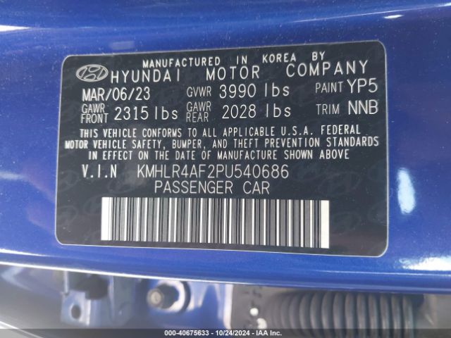 KMHLR4AF2PU540686 Hyundai Elantra N Line