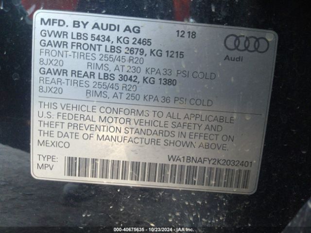 WA1BNAFY2K2032401 Audi Q5 45 Premium