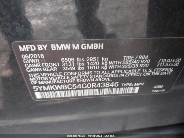 5YMKW8C54G0R43846 BMW X6 M