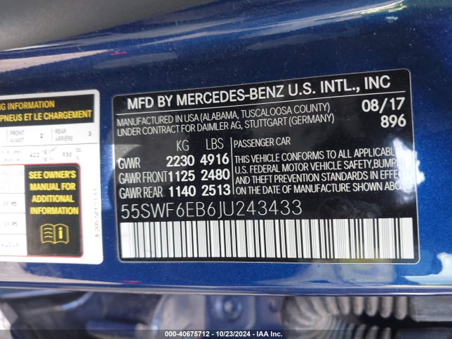 55SWF6EB6JU243433 Mercedes-Benz Amg C 43 4matic