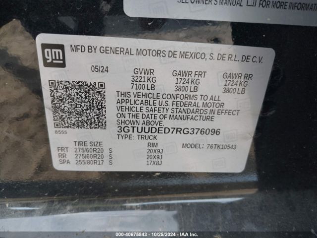 3GTUUDED7RG376096 GMC Sierra 1500 4wd  Short Box Slt
