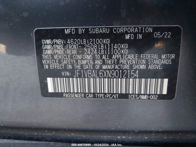 JF1VBAL6XN9012154 Subaru Wrx Limited