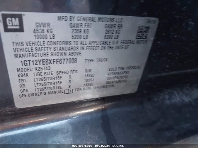 1GT12YE8XFF677008 GMC Sierra 2500hd Sle