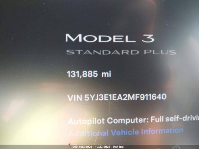 5YJ3E1EA2MF911640 Tesla Model 3 Standard Range Plus Rear-wheel Drive