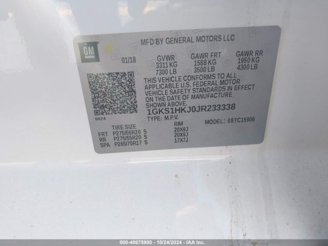 1GKS1HKJ0JR233338 GMC YUKON XL DENALI
