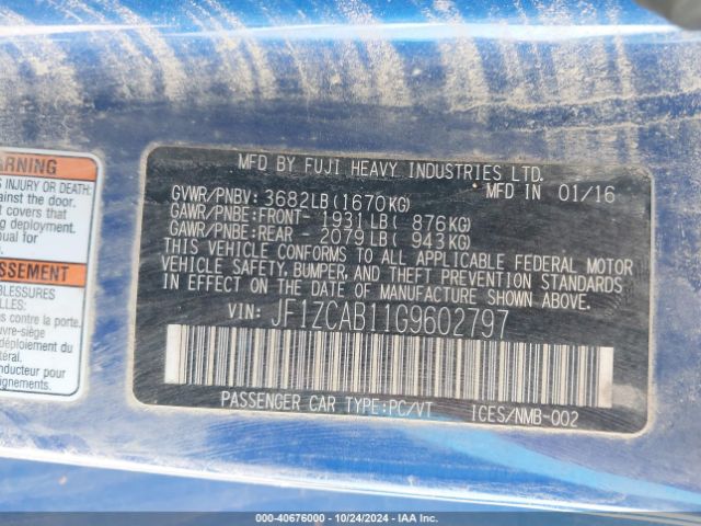 2016 SUBARU BRZ JF1ZCAB11G9602797 Photo 8