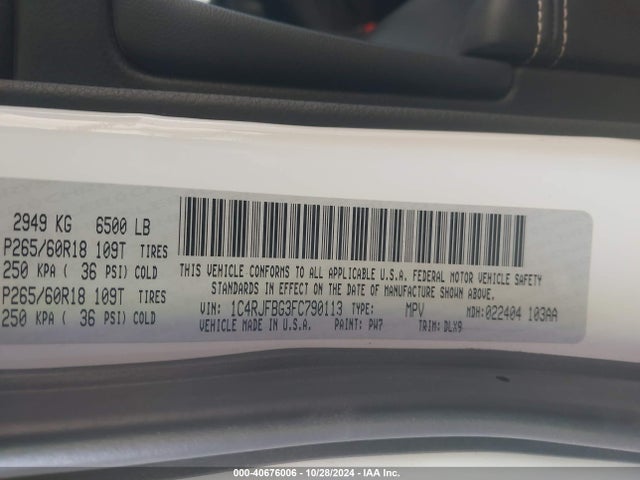 Jeep Grand Cherokee Limited 2015 1C4RJFBG3FC790113 Image 9