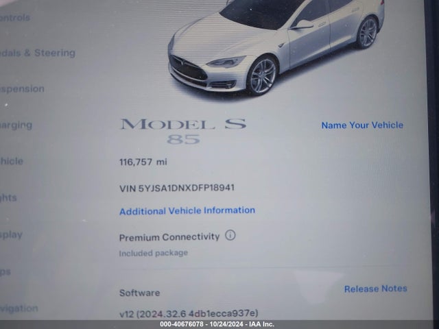 2013 TESLA MODEL S 5YJSA1DNXDFP18941 Photo 6