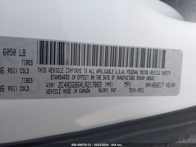 2C4RDGBG4LR217883 Dodge Grand Caravan Se