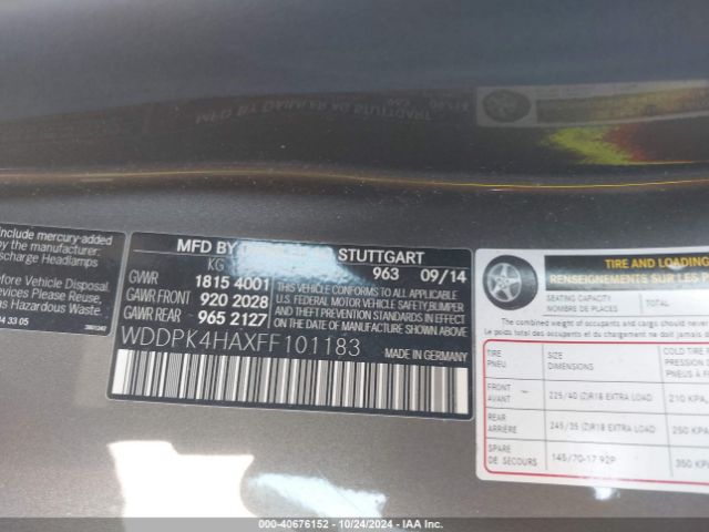 WDDPK4HAXFF101183 Mercedes-Benz SLK 250