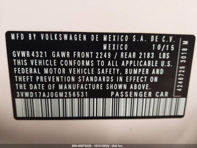 3VWD17AJ0GM256531 Volkswagen Jetta 1.8t Sport