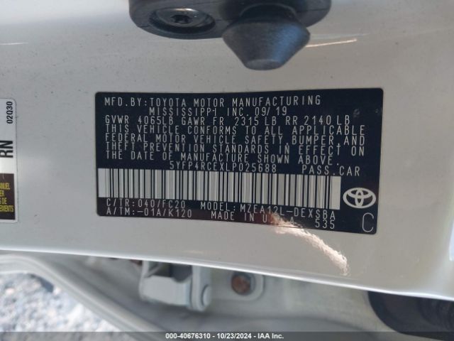 5YFP4RCEXLP025688 Toyota COROLLA SE