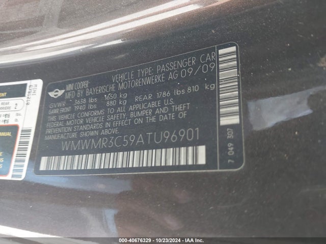 2010 MINI COOPER WMWMR3C59ATU96901 Photo 8