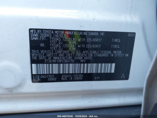 2T3G1RFV9PC364119 Toyota RAV4 LE