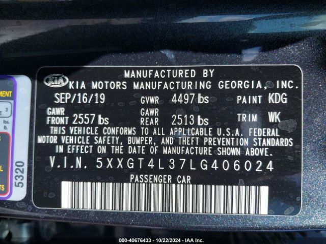 5XXGT4L37LG406024 KIA Optima S