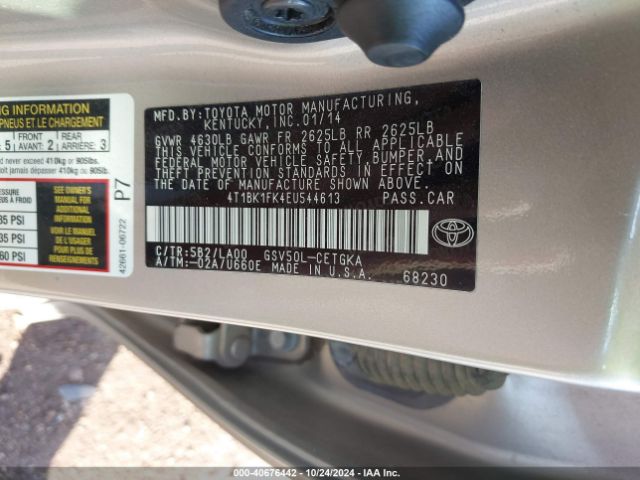 4T1BK1FK4EU544613 Toyota Camry Xle V6